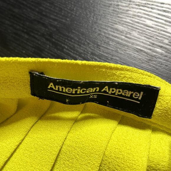 AMERICAN APPAREL Neon Yellow Pleated Circle Skirt Extra Small XS - Picture 2 of 3
